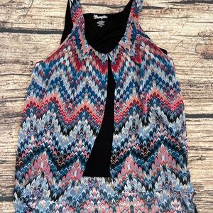 Wrangler sleeveless top.  Black undershirt with colorful sheer over.